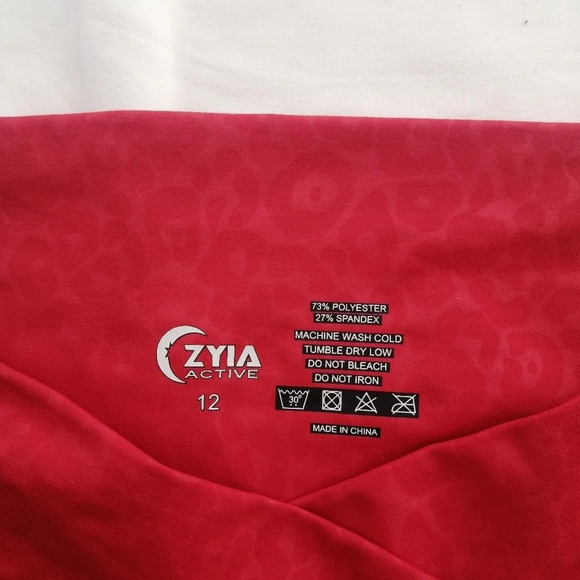 Zyia Red Leopard Scrunchy What Light n Tight Hi-Rise 24" Leggings Cross Waist 12 - Picture 15 of 16